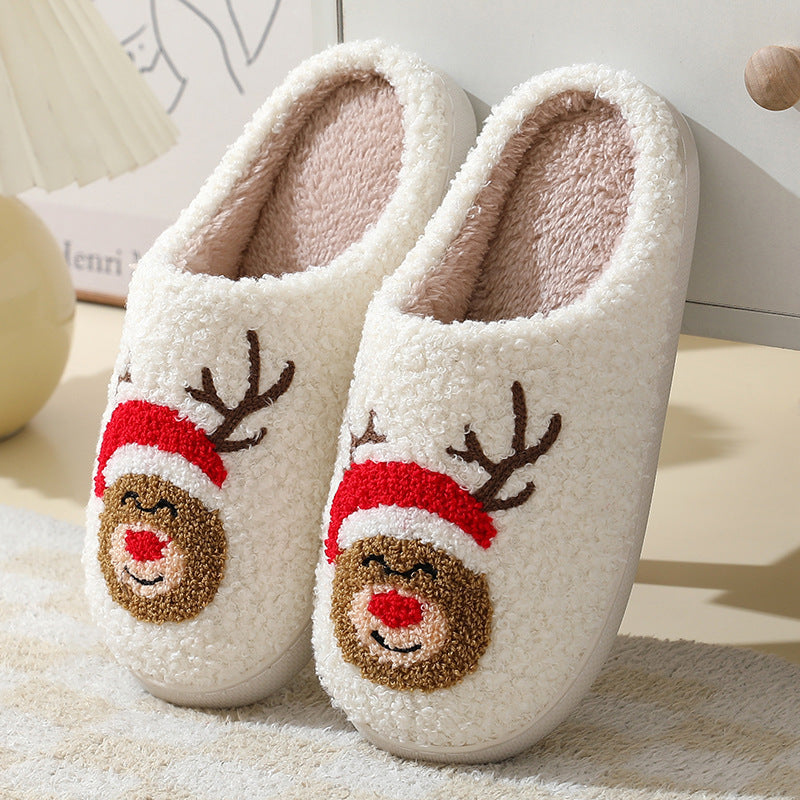 Christmas Home Slippers Cute Cartoon Santa Claus Cotton Slippers For Women And Men Couples Winter Warm Furry Shoes Christmas Home Slippers Cute Cartoon Santa Claus Cotton Slippers For Women And Men Couples Winter Warm Furry Shoes